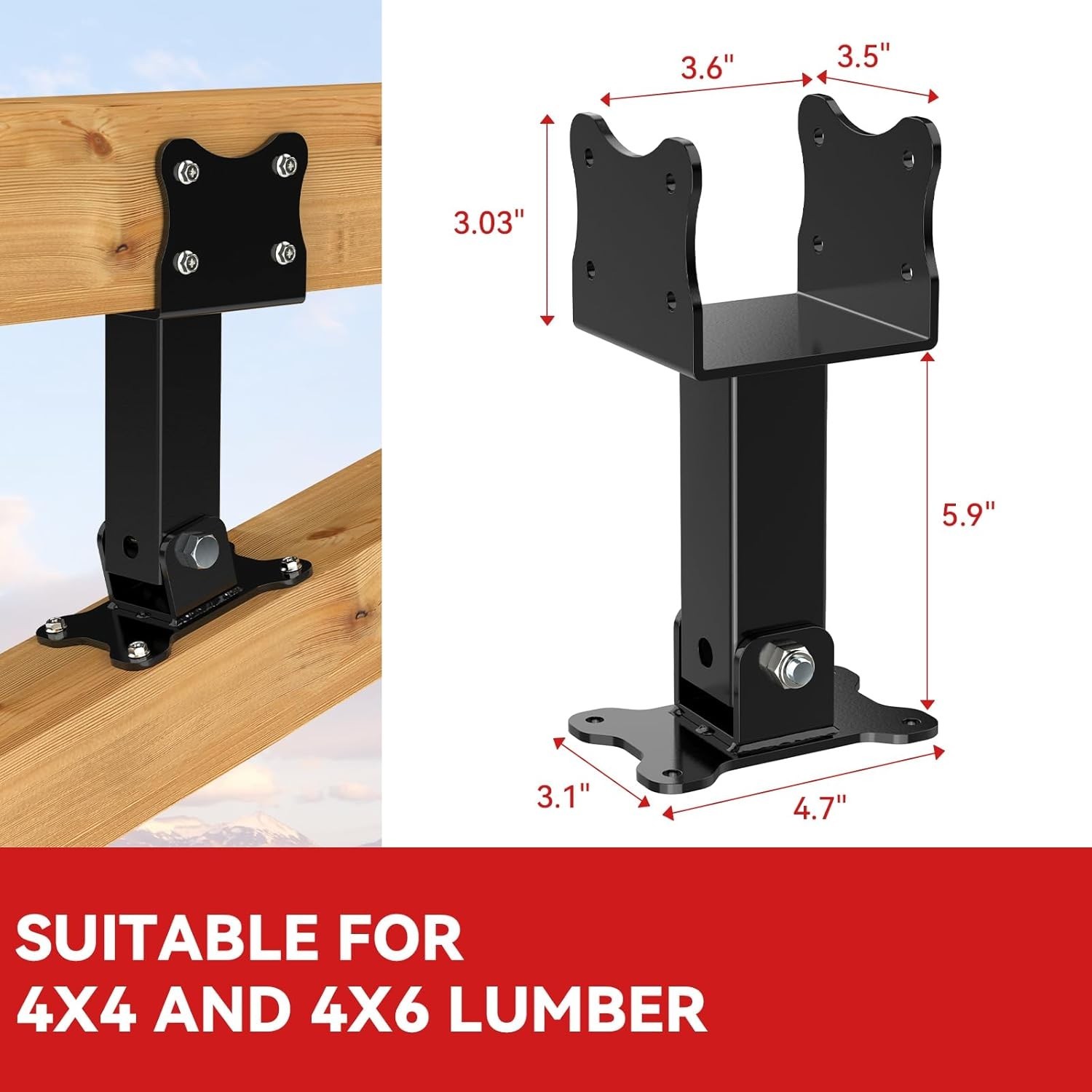 3 Pcs Roof Riser Brackets Heavy Duty Pergola Roof Riser Beam Brackets Kit 304 gallery