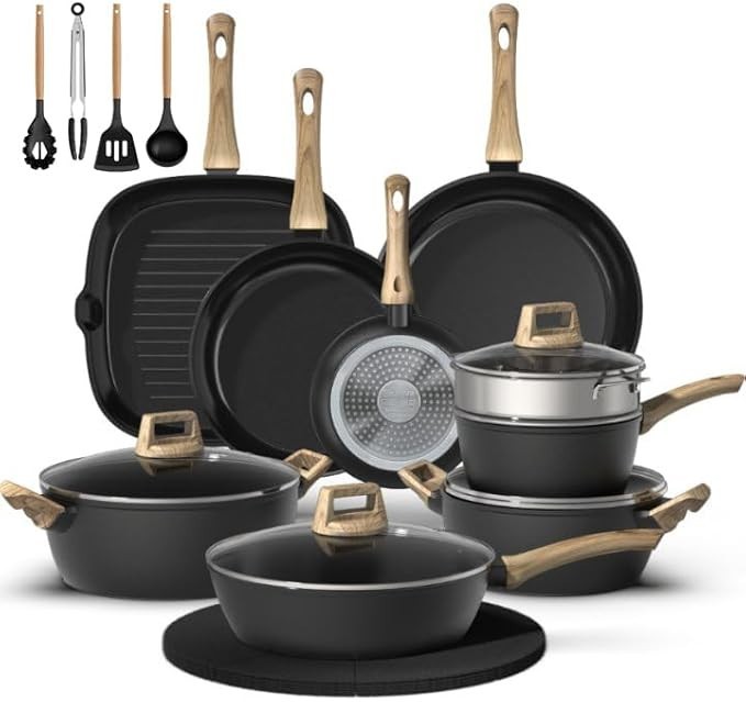 23-Piece Pots and Pans Set Non Stick,Titanium Ceramic Cookware Set Non Toxic gallery