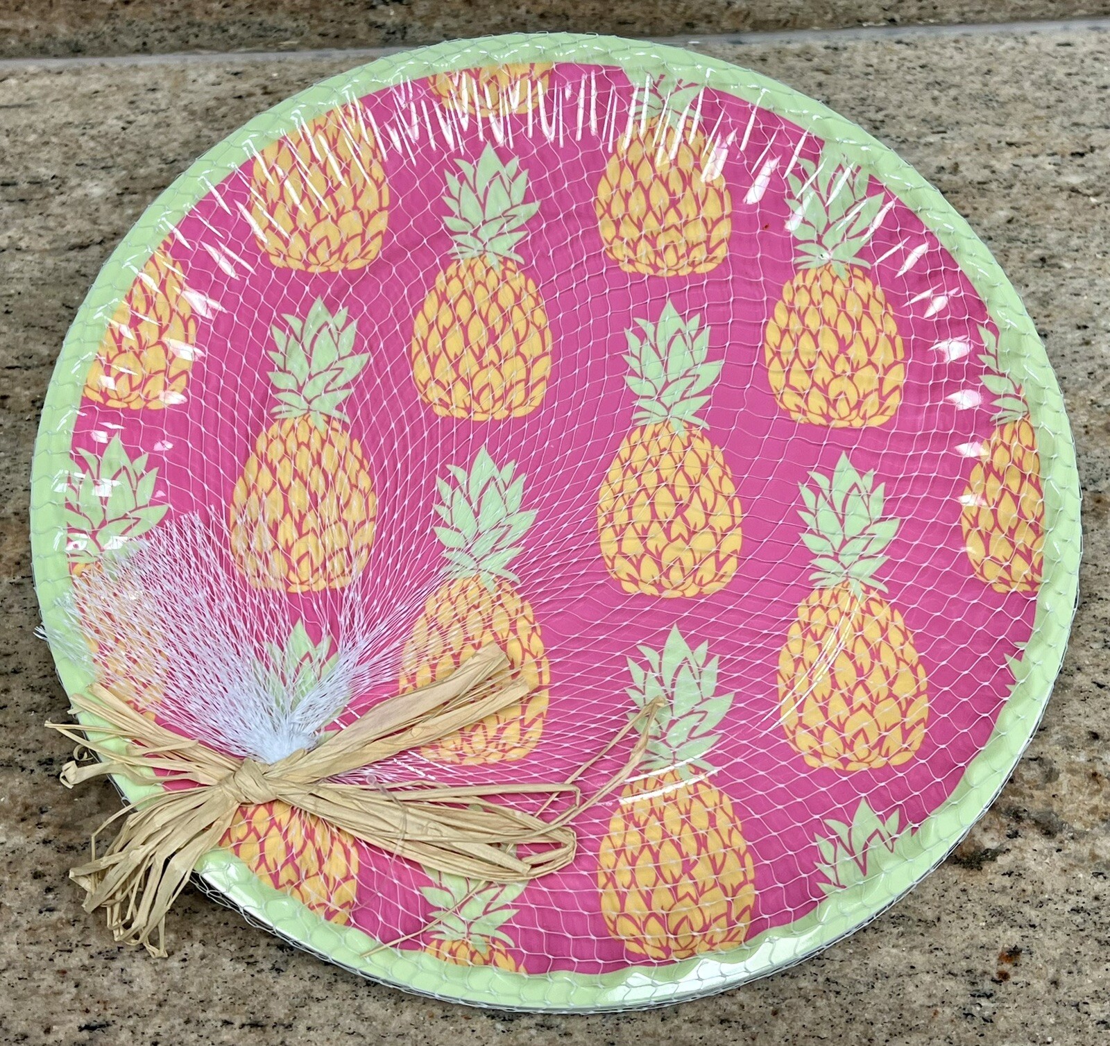 Cynthia Rowley Pink Tropical Pineapple Melamine Dinner Plates Set 6 Paper Plate gallery
