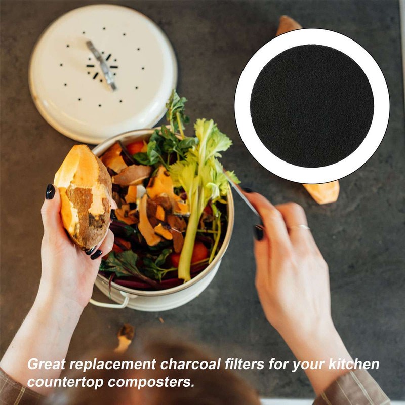 6/12Pack Compost Bin Charcoal Filters Round Compost Bucket 6.7 inches 10mm thick gallery