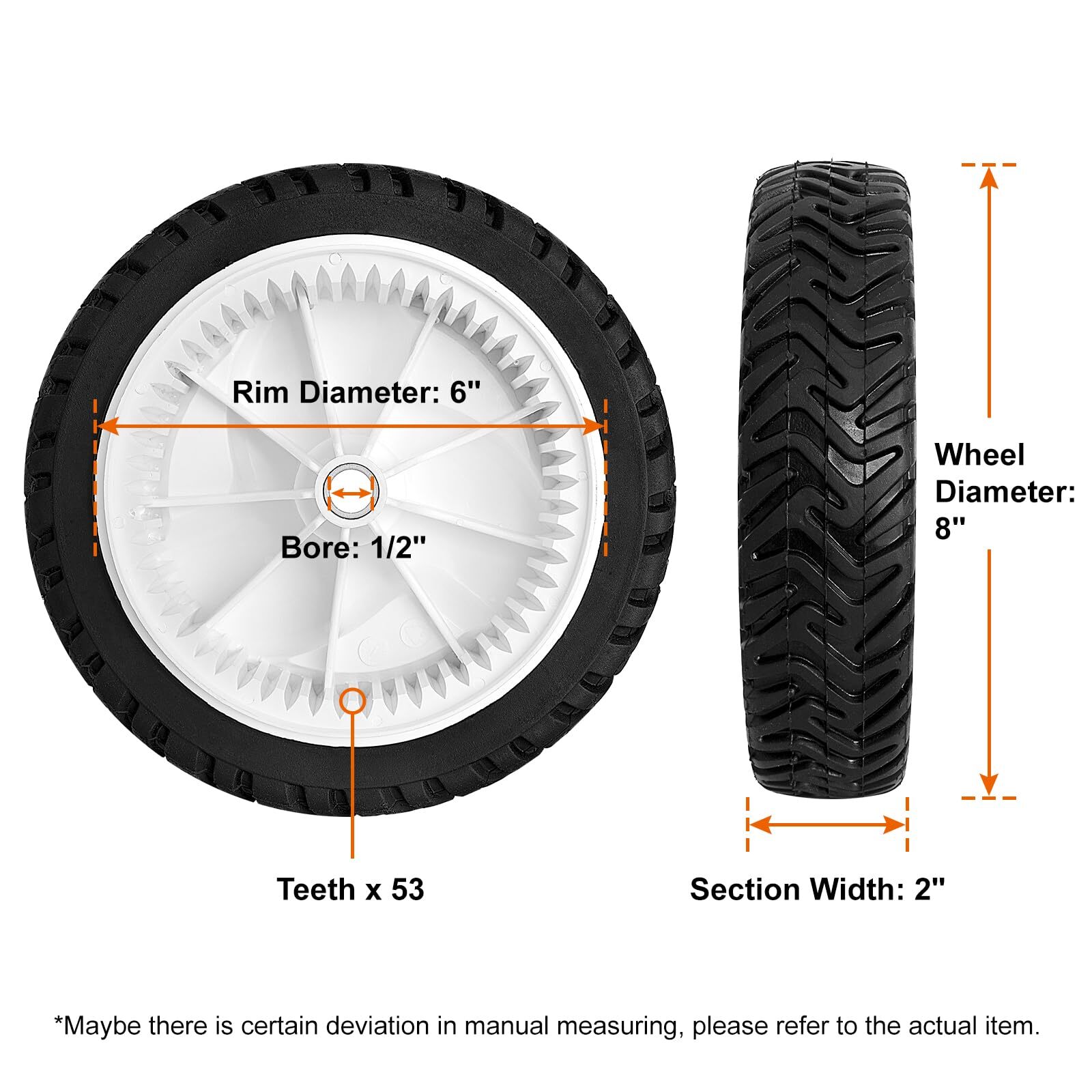 Toro 22 Inch Recycler Mower Drive Wheels - 2 Pack 8 Inch Tire Assembly gallery