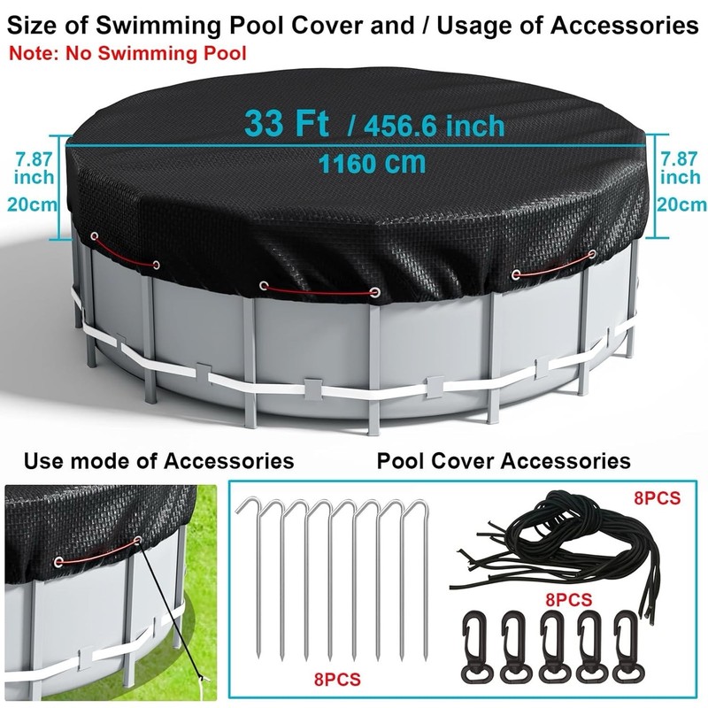 33 Ft Round Pool Cover, Winter Covers for Above Ground Pools gallery