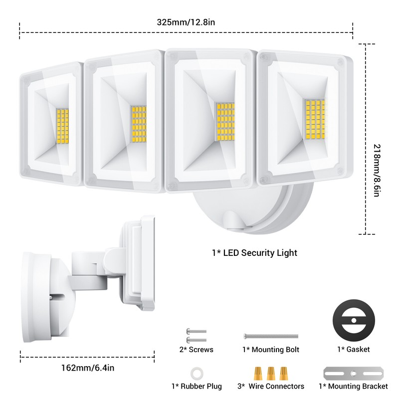 100W 4 Head LED Security Light 10000LM Exterior Flood Light Wall Switch IP65 gallery