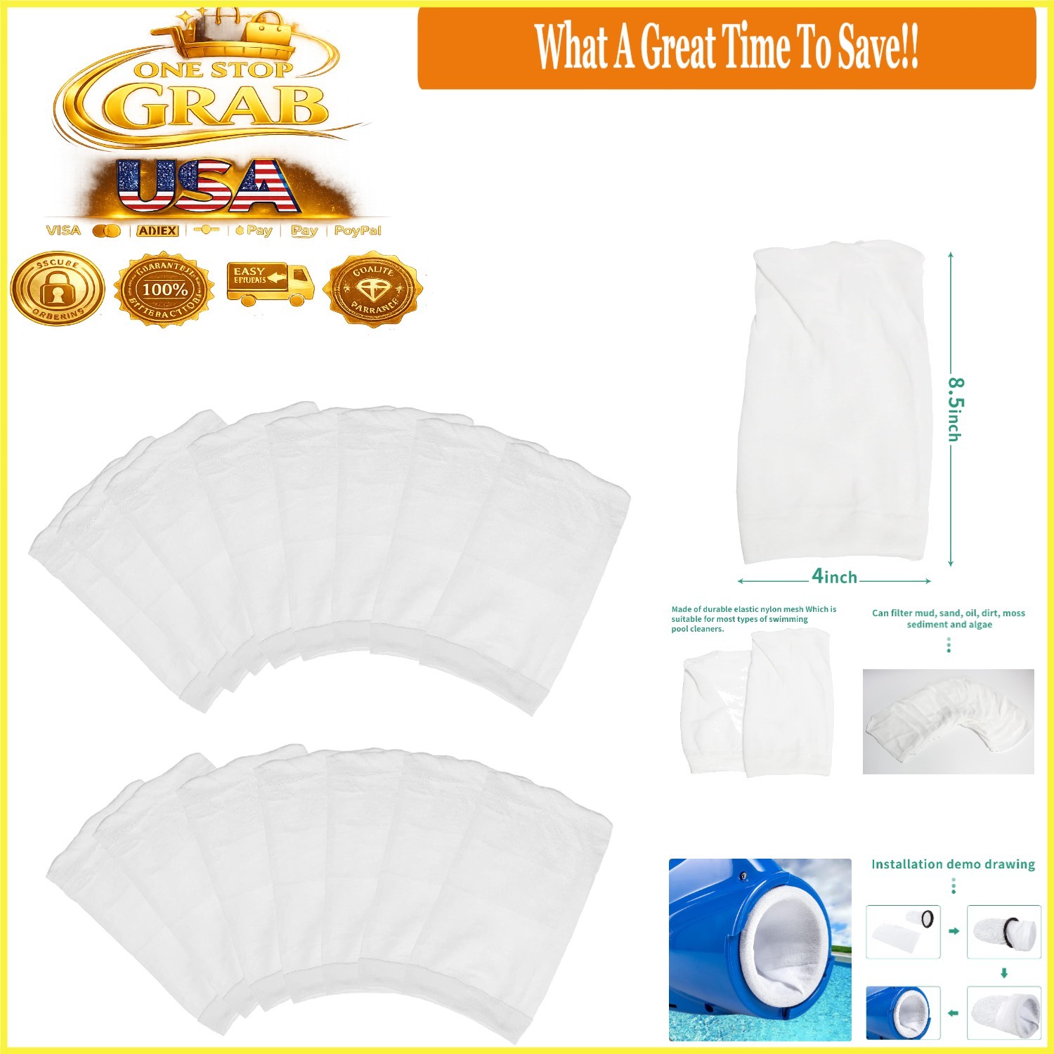 15 Pack Pool Vacuum Micro Filter Bags for Water Tech Pool Blasters White gallery
