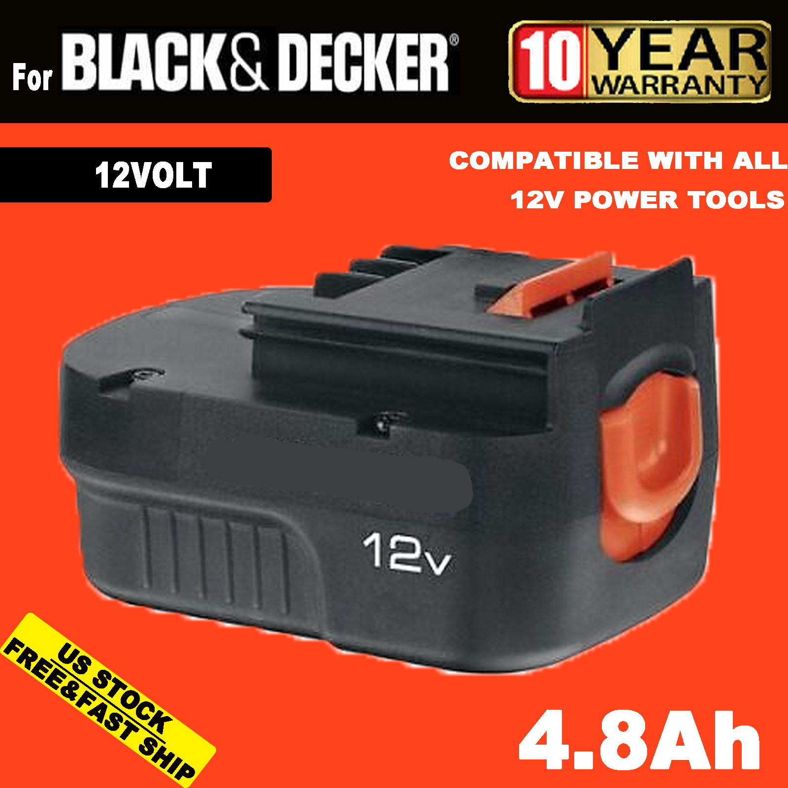 For BLACK and DECKER 12Volt Slide Battery HPB12 A12 A12-XJ A12EX FSB12 Firestorm gallery