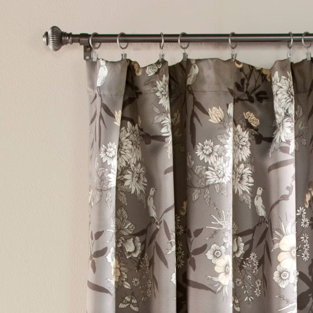 2pk 52"x108" Light Filtering Botanical Garden Curtain Panels Gray - Lush Décor gallery