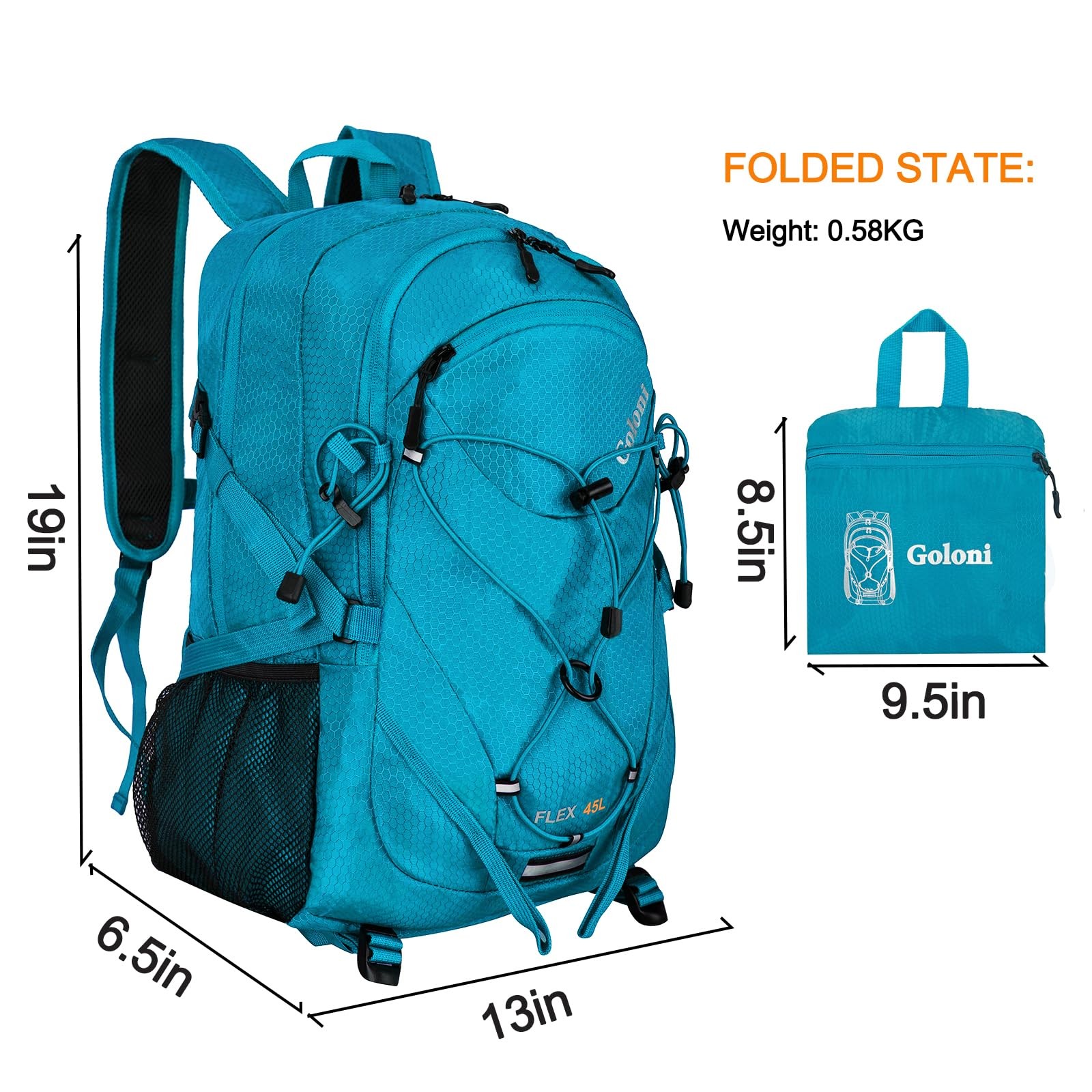45L Hiking Backpack Lightweight Foldable, Waterproof Camping Backpack with Ra... 2