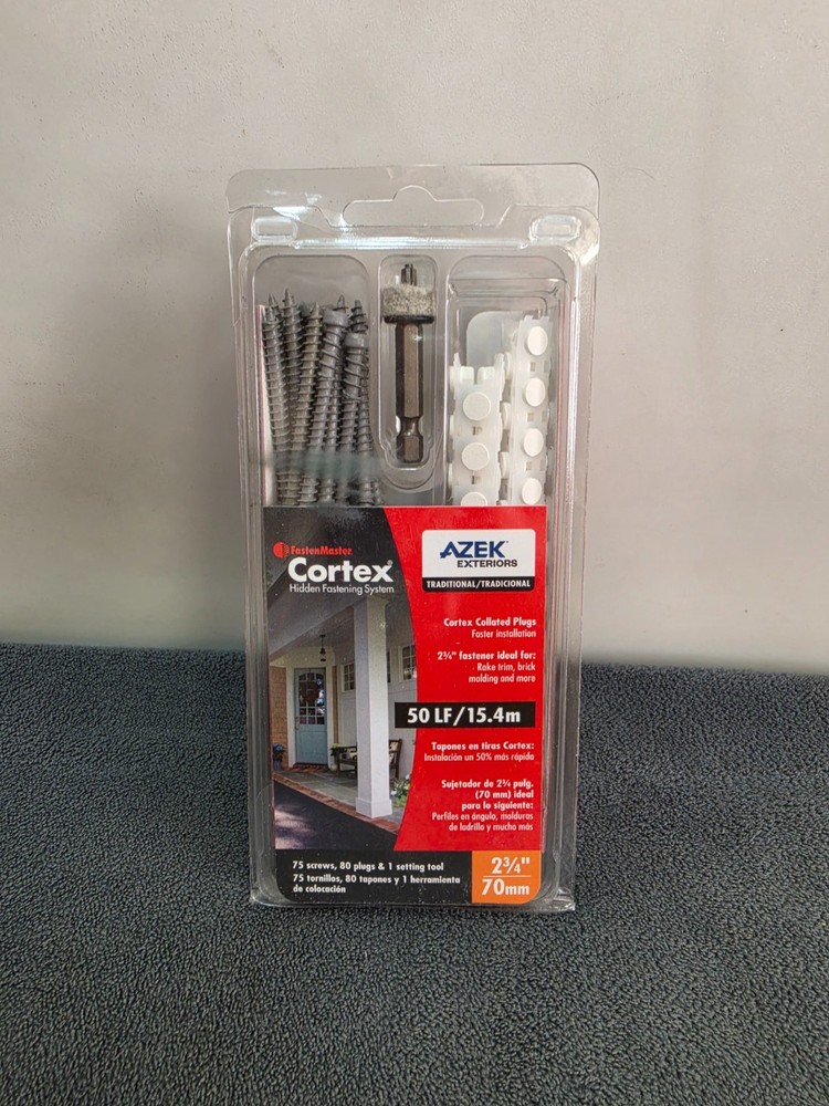 FastenMaster AZEK Cortex 80 Collated White Trim Plugs 50 LF ~ 2 3/4" Screw
