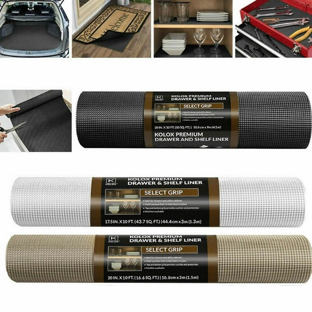 Non-Slip Grip Mat Roll Rubber Shelf Drawer Liner Table Kitchen Cupboard USA gallery