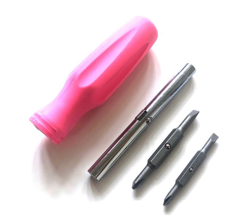 6-in-1 Flathead & Phillips Reversible Screwdriver PH1 PH2 Slotted 3/16" 1/4" PNK gallery