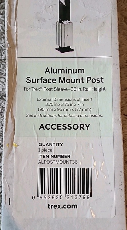 Trex Aluminum Surface Mount Post for 36 in. Rail Height ALPOSTMOUNT36 for deck gallery