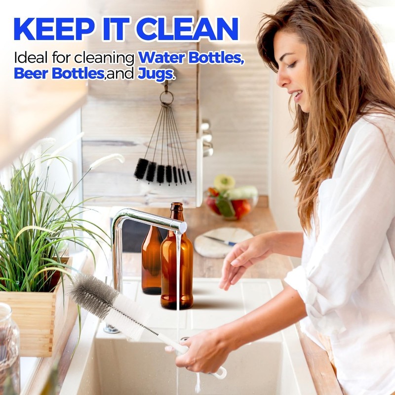 10 Pack Bottle Cleaning Brush Set, 15" Long Bottle Brushes with Straw Cleaners gallery