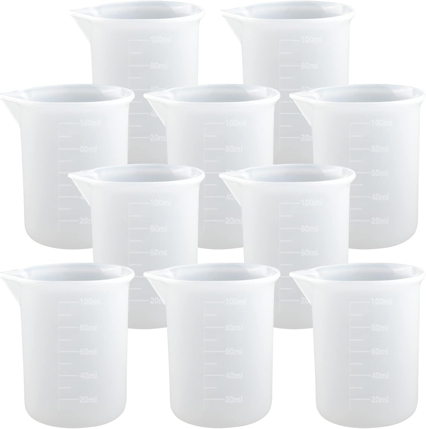 10 PCS 100Ml Silicone Measuring Cups for Resin Non-Stick Mixing Cups Glue Tools, gallery