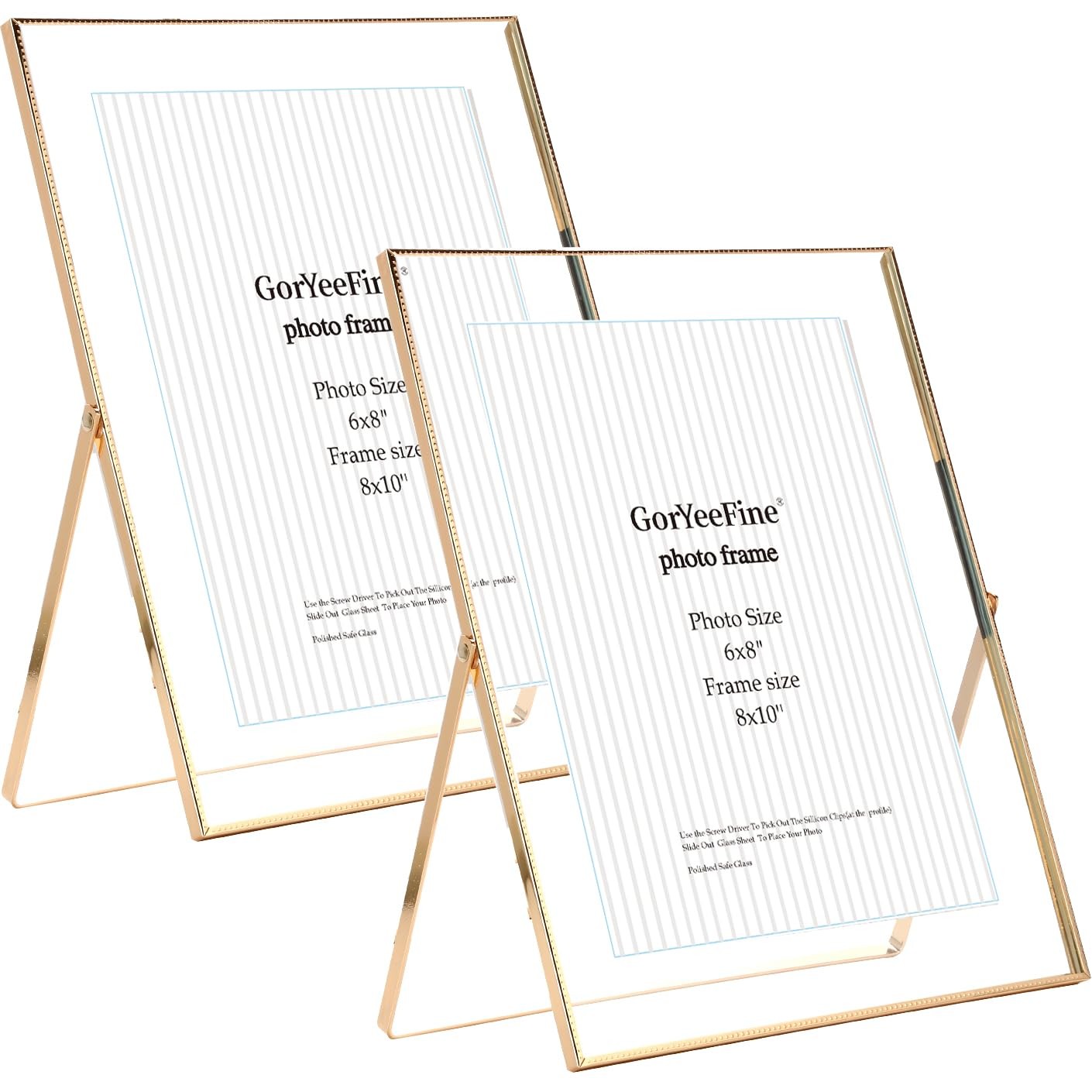 Gold 8x10'' Floating Frame Set of 2,For Photo Sizes( 5x7'',6x8'',7x9''),Beaut... gallery