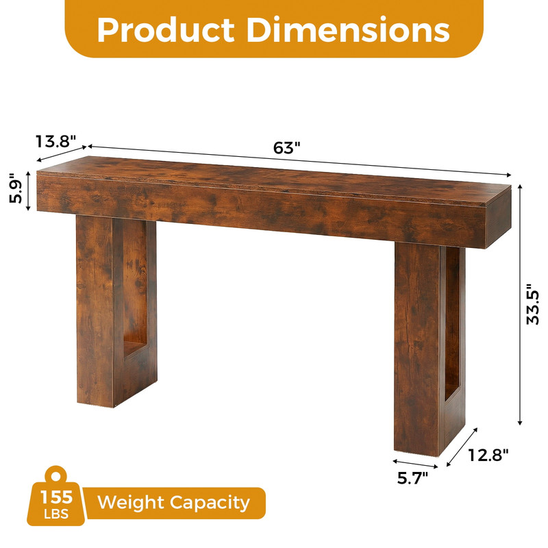 CONCETTA 63" Console Table Farmhouse Sofa Table (Brown, FREESHIP) gallery