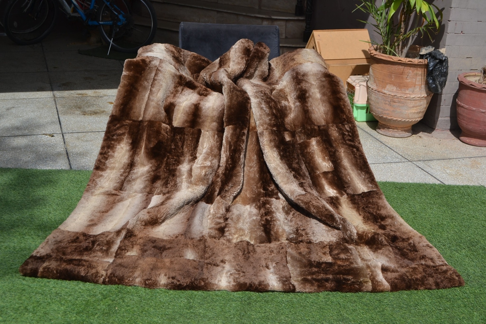 Genuine Real Sheared Phantom Beaver Fur Blanket King Size throw 83" x 73" Rug gallery