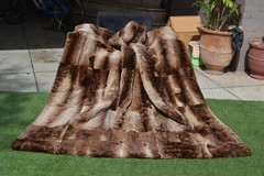 Genuine Real Sheared Phantom Beaver Fur Blanket King Size throw 83″ x 73″ Rug