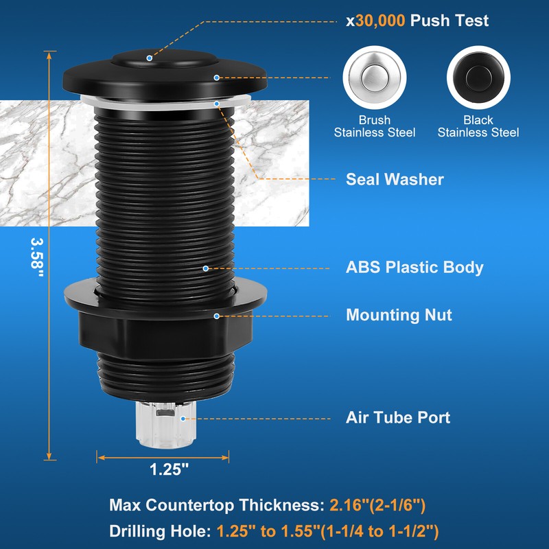 Garbage Disposal Sink Top Air Switch Kit For Waste King InSinkErator Moen GE 3.6 gallery