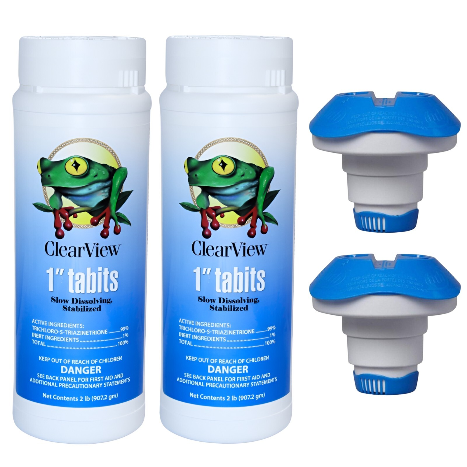 1" Inch Chlorine Tablets for Pools, Hot Tubs, & Spas w/ Floater - 2 Lbs (2 Pack) gallery