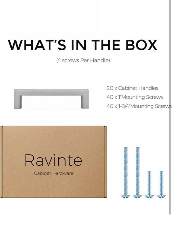 Ravinte 20 Pack Solid 3” Center to Center Slim Square Bar Drawer Handles gallery