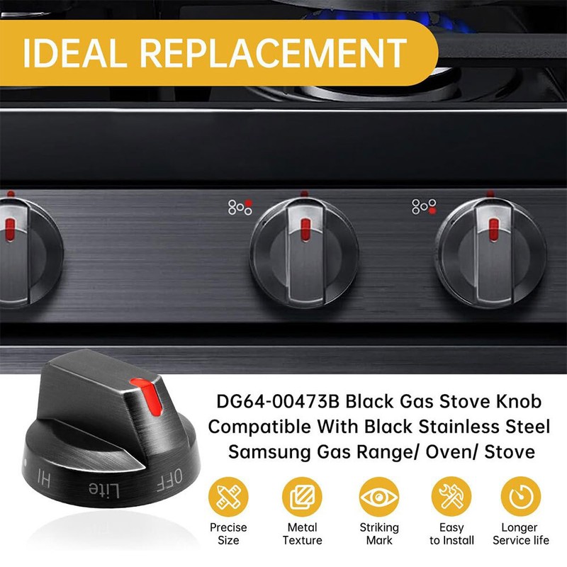 5 Pcs DG64-00473B Stove Knobs Replacements Stainless Steel for Samsung AP5986692 gallery
