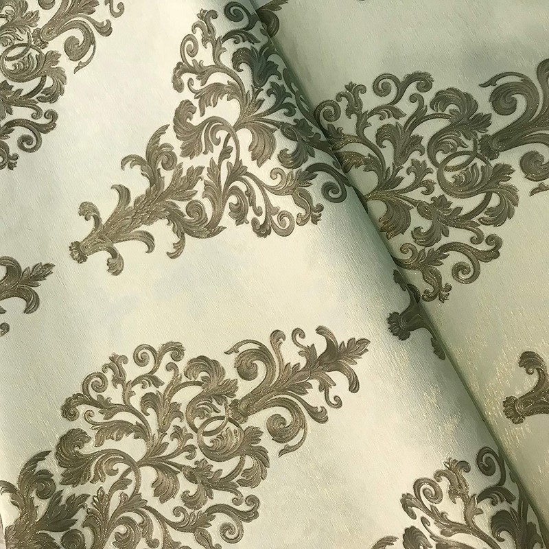 Wallpaper Wall coverings textured Damask ivory bronze white silver gold metallic gallery