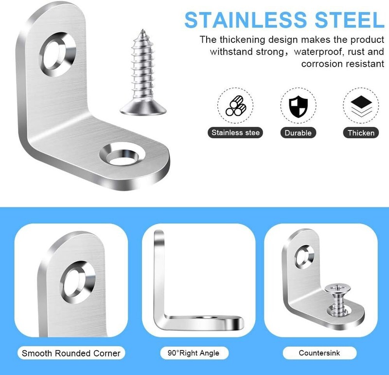 40PCS L Bracket Corner Brace Small L Brackets for Wood, Metal Corner Bracket, St gallery