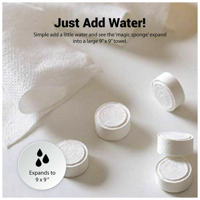 100 PACK Compressed Towel Wipe Soft Cotton Expandable Tablet Just Add Water gallery