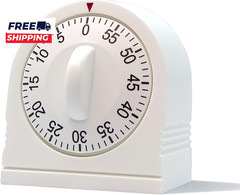 60 Minute Wind up Timer, Visual Mechanical Timer with Loud Alarm, Manual Countdo