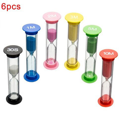 6pcs Sand Hourglass Teeth Brushing Timer for Kids – 2 Minute Sand Watch – NEW