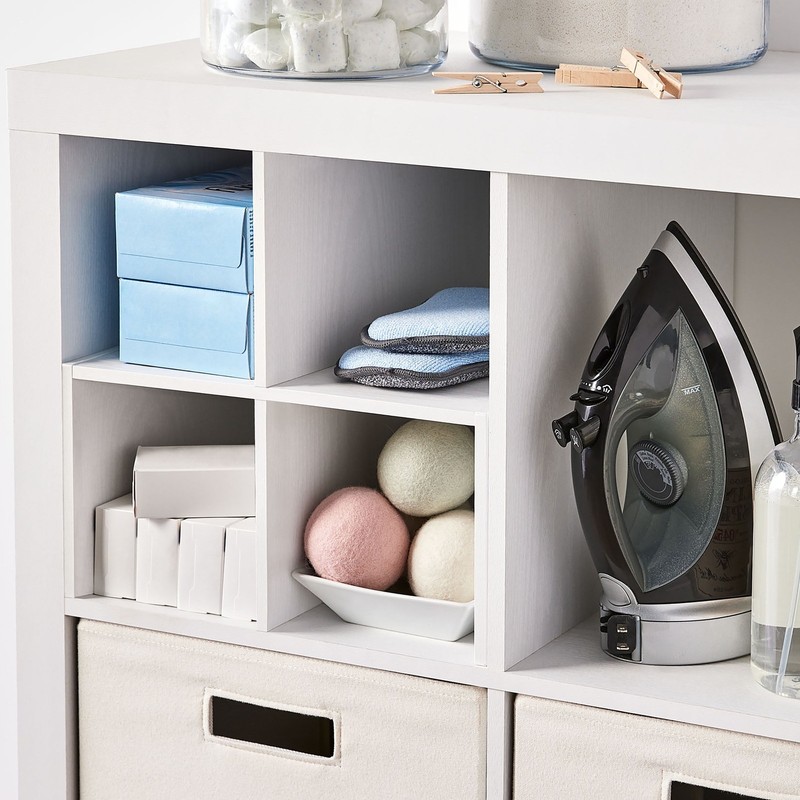 Quad Shelf Cube Organizer Insert White Space Saving Particle Board 1 Pack gallery