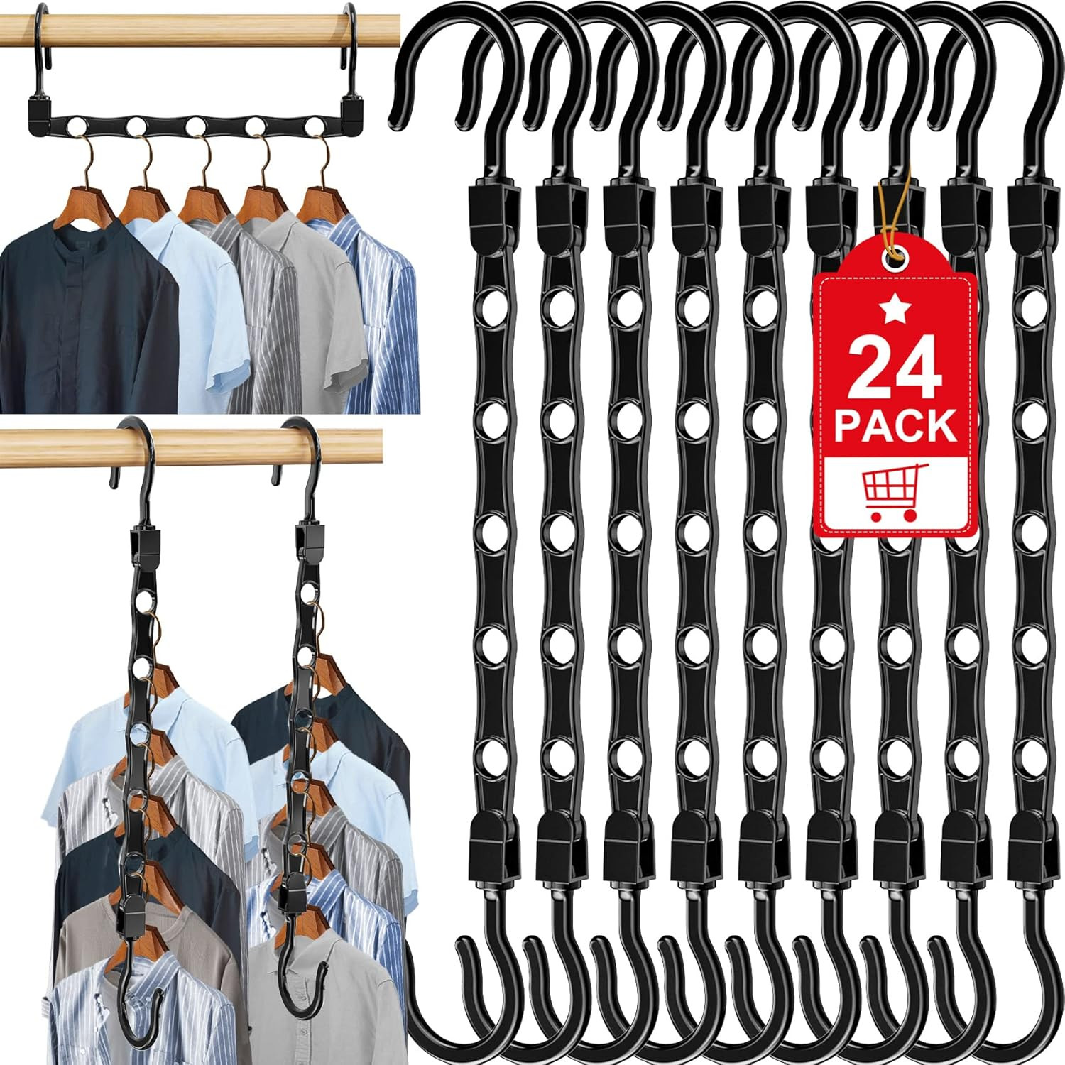 24 Pack Hangers Space Saving Magic Space Saver Storage Smart Plastic Clothes Han gallery