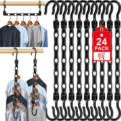 24 Pack Hangers Space Saving Magic Space Saver Storage Smart Plastic Clothes Han