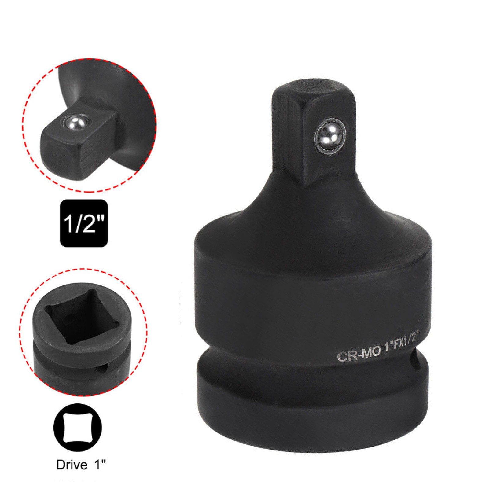 1 Inch x 1/2 Inch Drive Impact Socket Reducer Female to Male Cr-Mo cvvU gallery