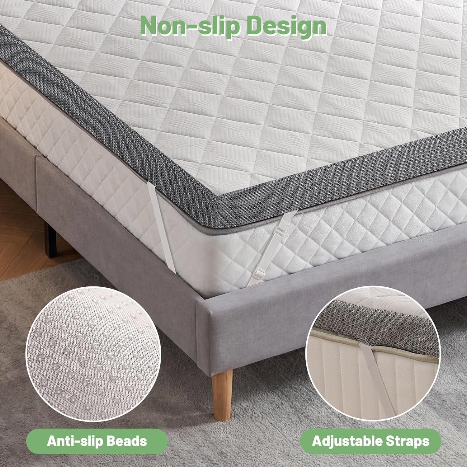 Extra Firm Mattress Topper King, 3 Inch High-Density Foam Mattress Pad, Pain Rel gallery