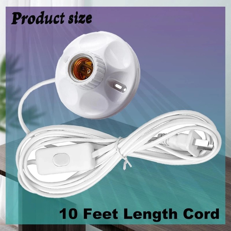 10FT Light Bulb Base with Cord E26/E27 Light Socket with On/Off Switch, 110V-... gallery