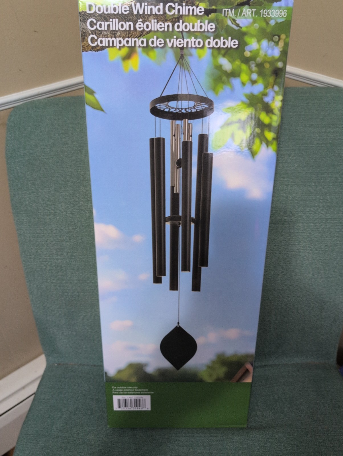 Stylecraft Double Wind Chime 46" in. Large Harmonic Aluminum Tubes NEW gallery