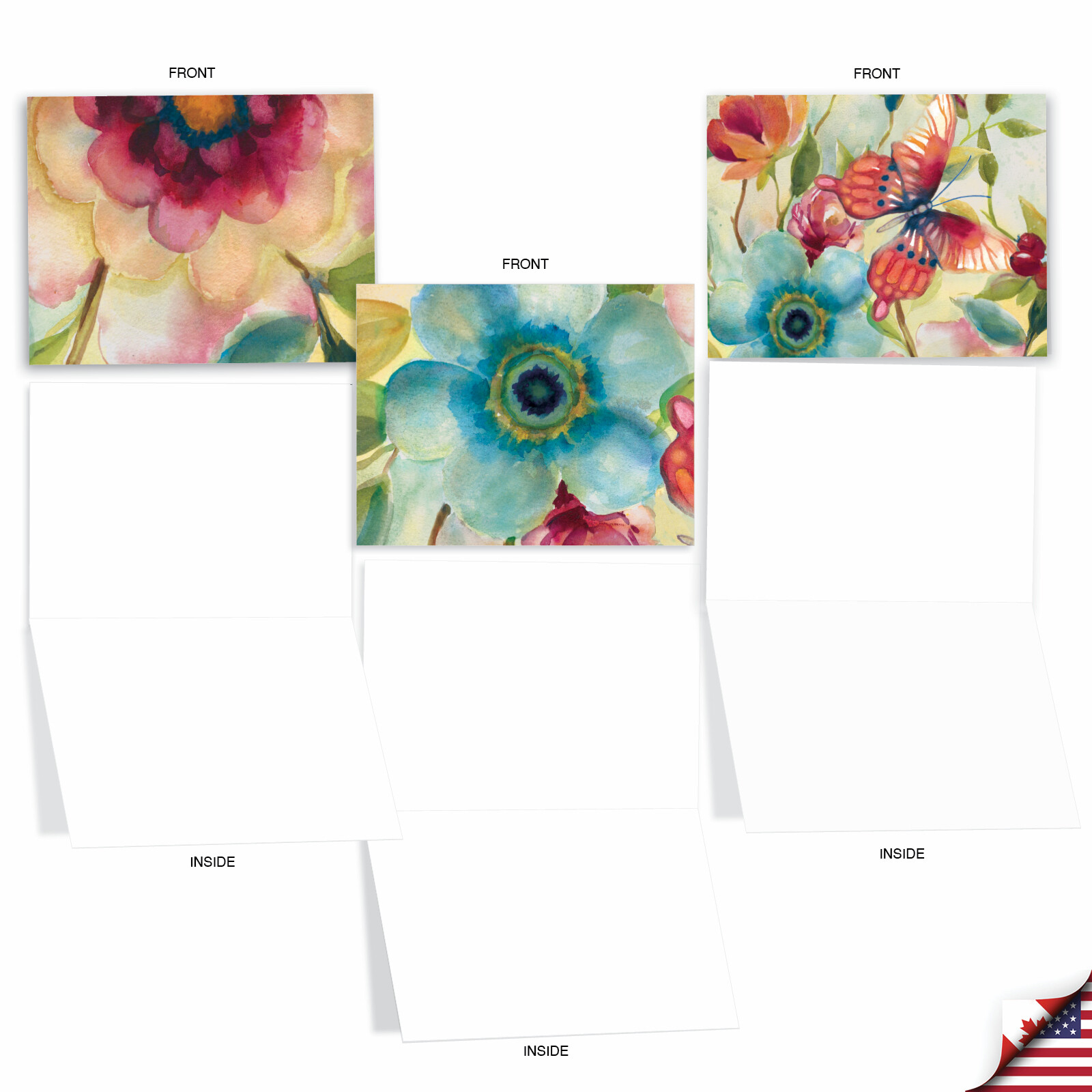 10 All Occasion Blank Cards Assortment - WATERCOLOR BOTANICALS M3314 gallery