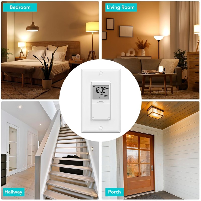 BN-LINK 7 Day Programmable In-Wall Timer Switch Digital for Fans, Lights, Motors gallery