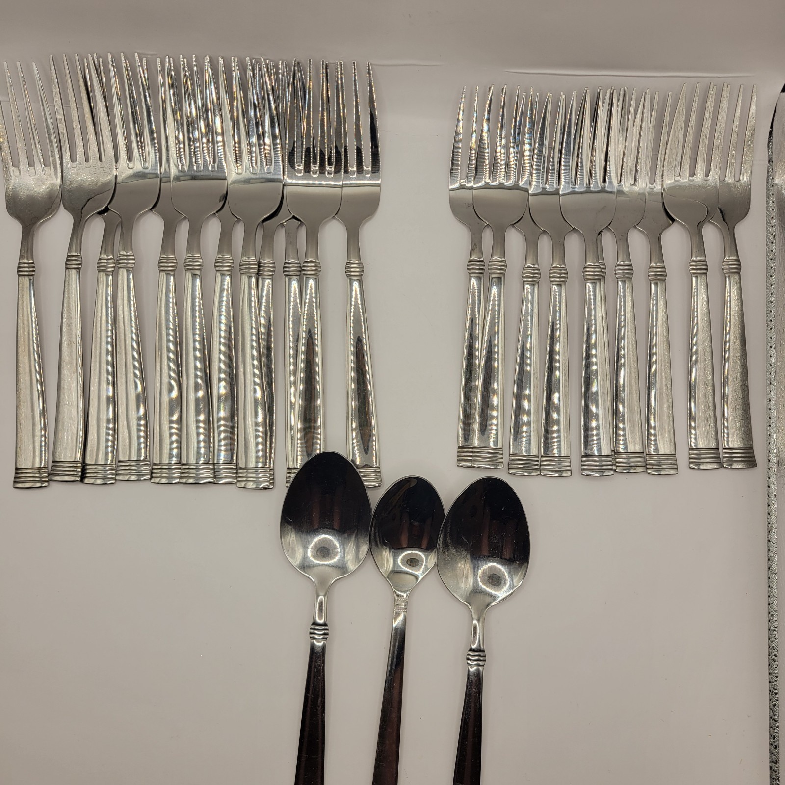International Silver 18/10 24 stainless 12 Dinner Forks 9 Salad Forks 3 Spoons gallery