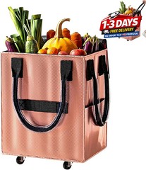Reusable Grocery Bag on Wheels Foldable Shopping Cart 67lb Capacity