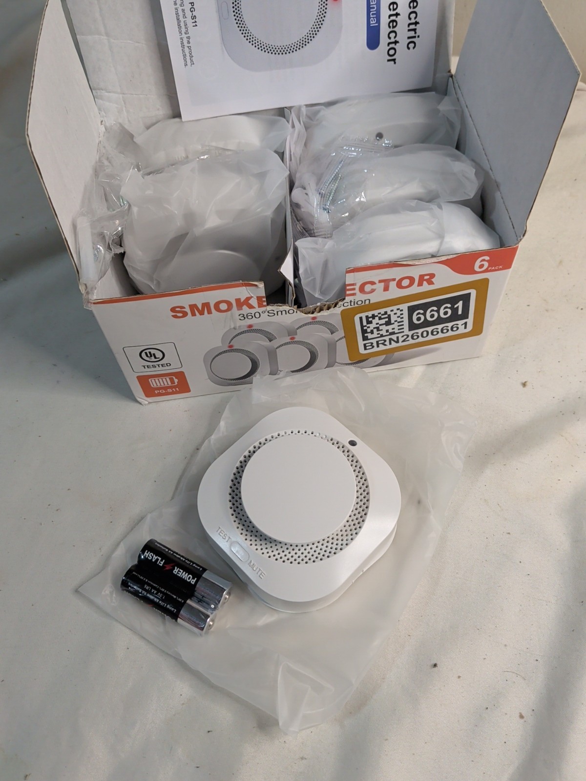 PG-S11 Smoke Detector 6-Pack 360° Detection Battery Powered White gallery