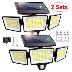 2 Pack LED Motion Sensor Solar Lights Outdoor IP44 Waterproof Security Lamp US