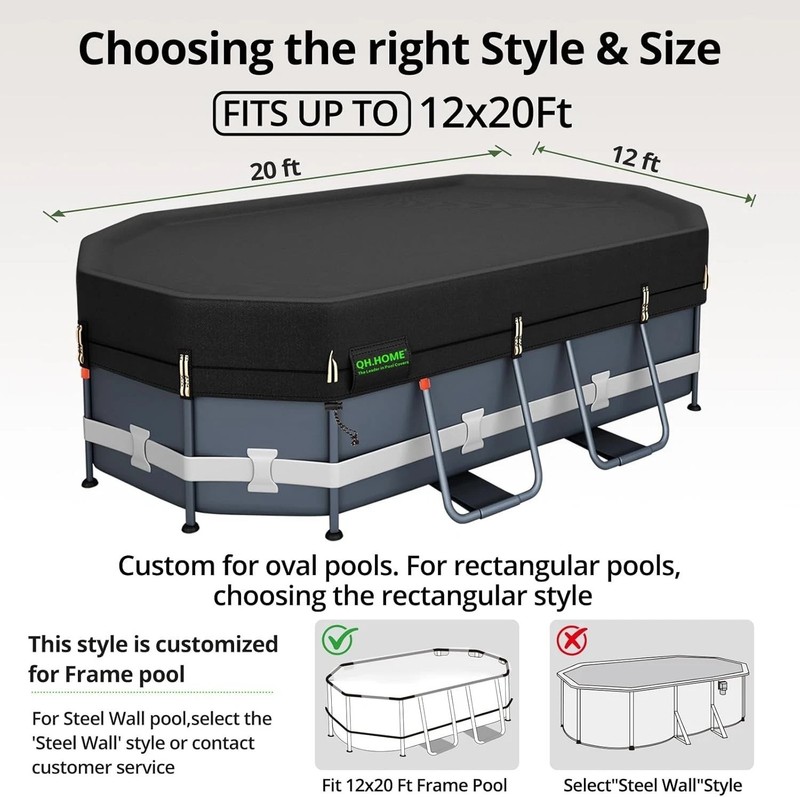 Quadruple Windproof 12x20 ft Oval Pool Cover – Ultimate Protection & Maintenance gallery