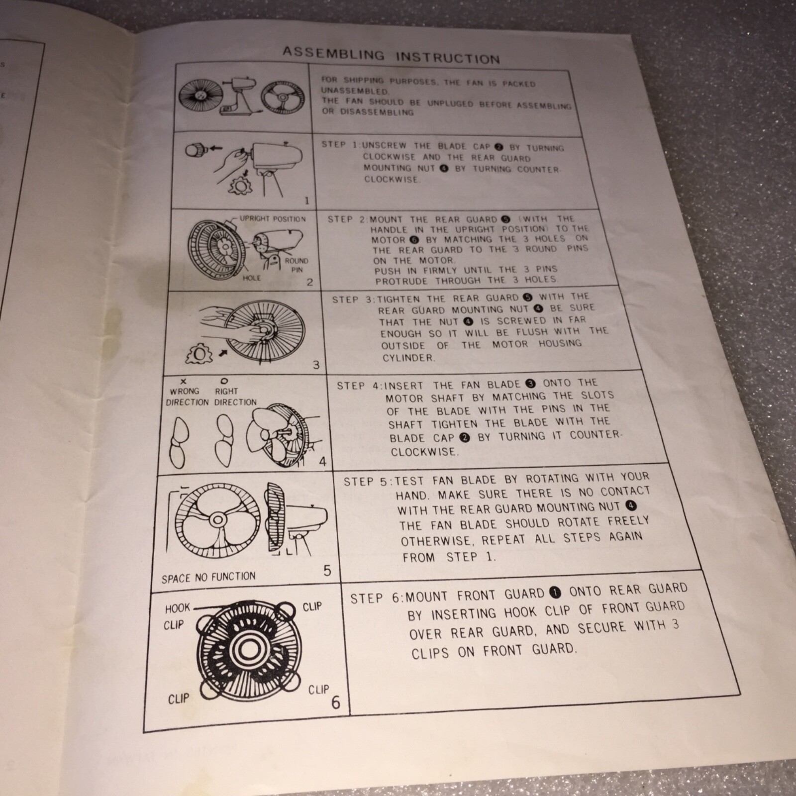 OSCILLATING FAN INSTRUCTION MANUAL & WARRANTY &ASSEMBLY INSTRUCTIONS FROM TAIWAN gallery