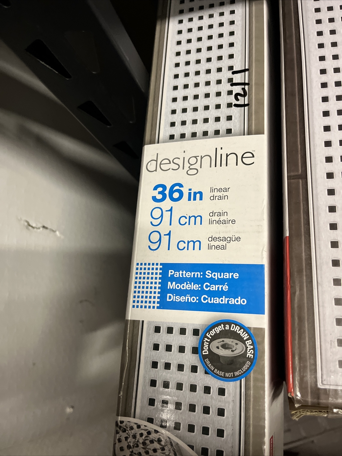Oatey DesignLine - 36" (91cm) Square Grate Stainless Linear Drain gallery