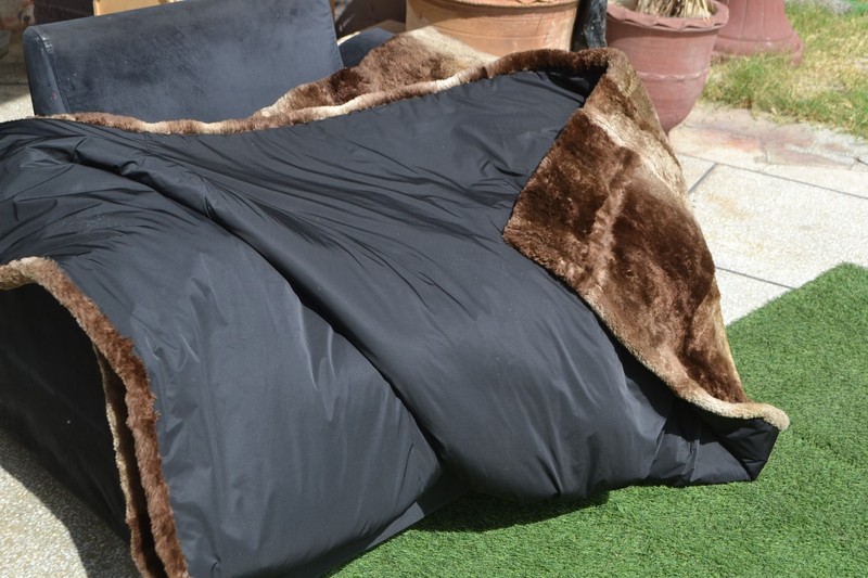 Genuine Real Sheared Phantom Beaver Fur Blanket King Size throw 83" x 73" Rug gallery