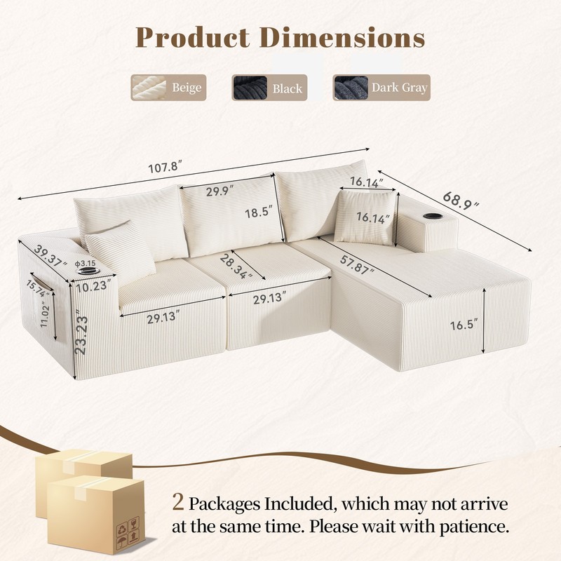 Modern Sectional Couches Oversized L-Shaped Curved Sofa Comfy Cloud Couch Sofa gallery