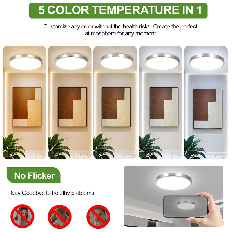 2-Pack 36W Dimmable Ceiling Light Fixture, 13 inch 3600lm Super Bright Modern... gallery