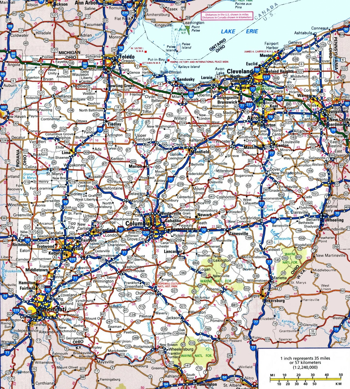 Ohio State Road Map PICTURE POSTER PHOTO PRINT City County Columbus Cincinnati gallery